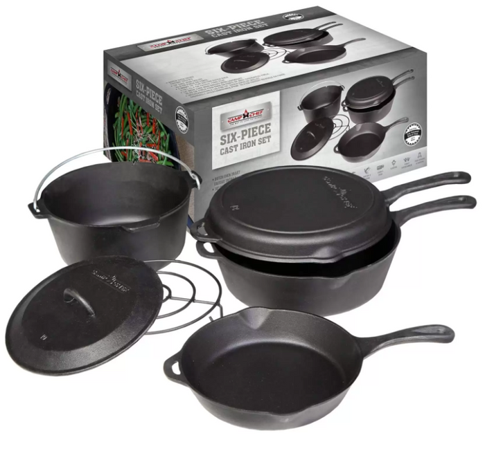 CAMP CHEF 6 PIECE CAST IRON SET