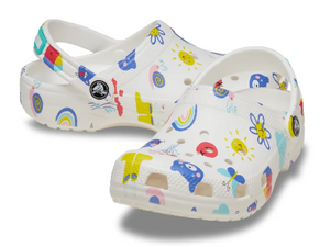 CROCS CLASSIC CLOG T KIDS DOODLE PRINT WHITE/MULTI [Sz:C10]