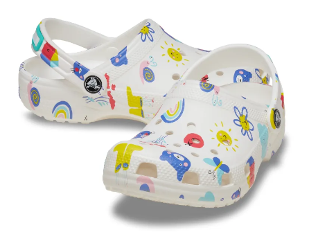 CROCS CLASSIC CLOG T KIDS DOODLE PRINT WHITE/MULTI