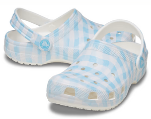 CROCS CLASSIC CLOG K KIDS GINGHAM BLUE/WHITE [Sz:C11]