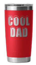 YETI RAMBLER 20OZ TUMBLER WITH MAGSLIDER LID 'COOL DAD' [Cl:RESCUE RED]
