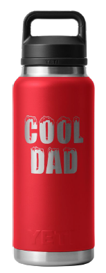 YETI RAMBLER 36OZ BOTTLE WITH CHUG CAP 'COOL DAD' [Cl:RESCUE RED]