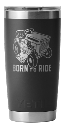 YETI RAMBLER 20OZ TUMBLER WITH MAGSLIDER LID 'BORN TO RIDE' [Cl:BLACK]