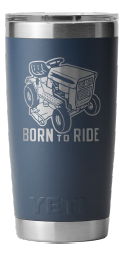 YETI RAMBLER 20OZ TUMBLER WITH MAGSLIDER LID 'BORN TO RIDE' [Cl:NAVY]
