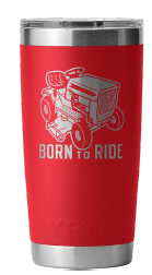 YETI RAMBLER 20OZ TUMBLER WITH MAGSLIDER LID 'BORN TO RIDE' [Cl:RESCUE RED]
