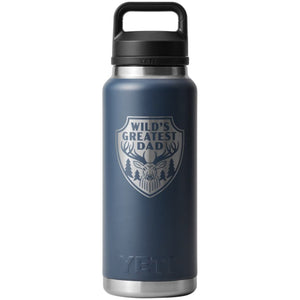 YETI RAMBLER 36OZ BOTTLE WITH CHUG CAP 'WILD'S GREATEST DAD' [Cl:NAVY]