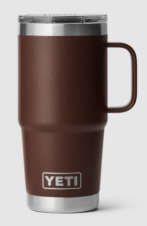 YETI RAMBLER 20OZ TRAVEL MUG WITH STRONGHOLD LID LIMITED EDITION WETLANDS BROWN