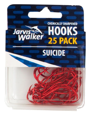 JARVIS WALKER SUICIDE HOOKS RED 25PK