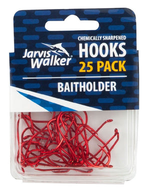 JARVIS WALKER BAITHOLDER HOOKS RED 25 PACK