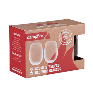 CAMPFIRE STEMLESS RED WINE 620ML GLASSES 2 PACK