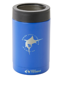 OUTDOOR EQUIPPED BEHIND EVERY FISHERMAN STUBBY COOLER BLUE