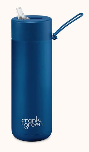 FRANK GREEN 20OZ STAINLESS STEEL CERAMIC REUSABLE BOTTLE WITH STRAW LID