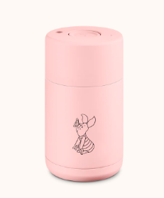 FRANK GREEN 10OZ STAINLESS STEEL REUSABLE CUP WITH PUSH BUTTON PIGLET BLUSHED