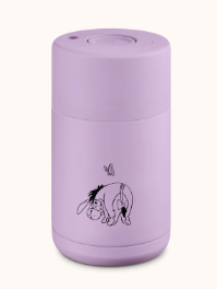 FRANK GREEN 10OZ STAINLESS STEEL CERAMIC REUSABLE CUP WITH PUSH BUTTON LID EEYORE LILAC HAZE