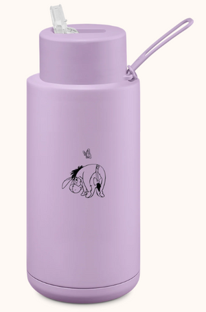 FRANK GREEN 34OZ STAINLESS STEEL CERAMIC REUSABLE BOTTLE WITH STRAW LID EEYORE LILAC