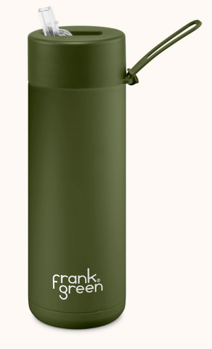 FRANK GREEN 20OZ STAINLESS STEEL CERAMIC REUSABLE BOTTLE WITH STRAW LID