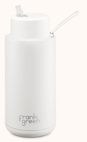 FRANK GREEN 34OZ STAINLESS STEEL CERAMIC REUSABLE BOTTLE WITH STRAW LID [Cl:CLOUD]