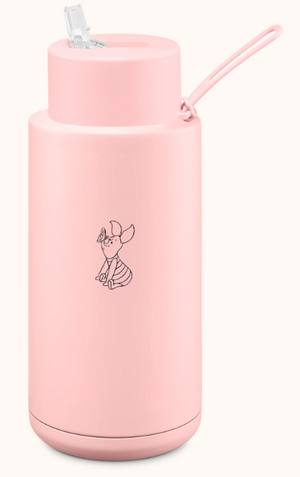 FRANK GREEN 34OZ STAINLESS STEEL CERAMIC REUSABLE BOTTLE WITH STRAW LID PIGLET BLUSHED