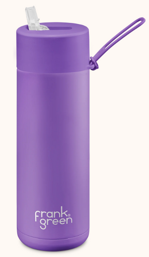 FRANK GREEN 20OZ STAINLESS STEEL CERAMIC REUSABLE BOTTLE WITH STRAW LID [Cl:COSMIC PURPLE]