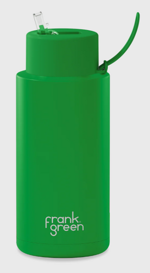 FRANK GREEN 34OZ STAINLESS STEEL CERAMIC REUSABLE BOTTLE WITH STRAW LID [Cl:EVERGREEN]