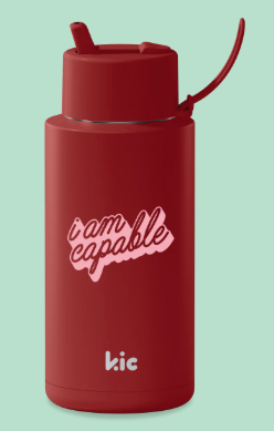 FRANK GREEN 34OZ CERAMIC REUSABLE BOTTLE KIC CHERRY RED I AM CAPABLE