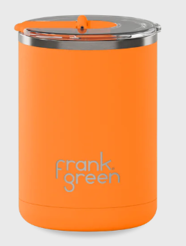 FRANK GREEN 12OZ CERAMIC COFFEE CUP WITH HINGED LID [Cl:NEON ORANGE]