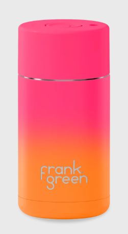 FRANK GREEN 12OZ CERAMIC REUSABLE CUP GRADIENT SUMMER SUNSET PUSH BOTTON LID