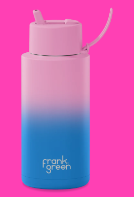 FRANK GREEN 34OZ CERAMIC REUSABLE BOTTLE GRADIENT WITH FLIP STRAW LID [Cl:WILD ORCHID]