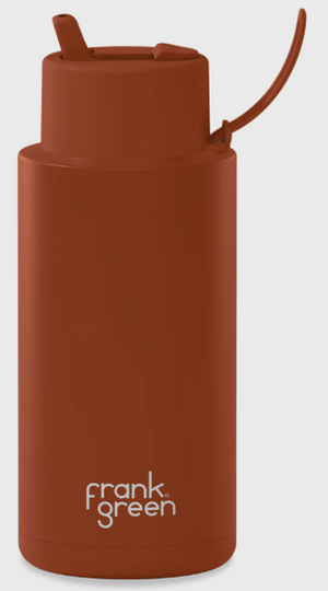 FRANK GREEN 34OZ STAINLESS STEEL CERAMIC BOTTLE WITH STRAW LID [Cl:TOFFEE]