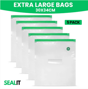 SEAL IT 5 PIECE REUSABLE BAG EXTRA LARGE 30 X 34CM